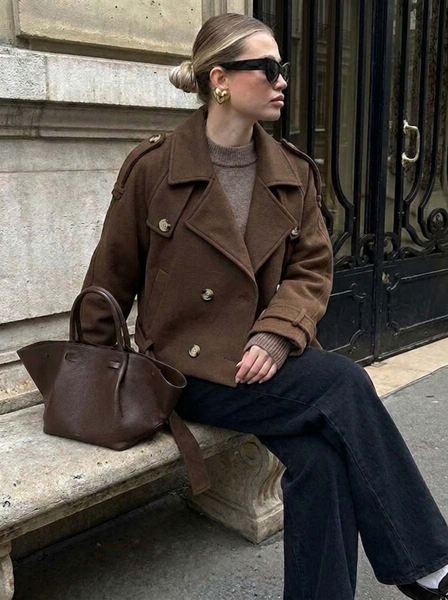 Women's Cropped Trench Coat Classic | Double-Breasted