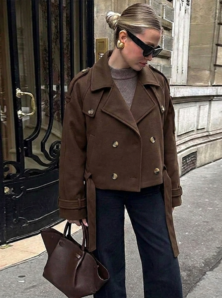 Women's Cropped Trench Coat Classic | Double-Breasted