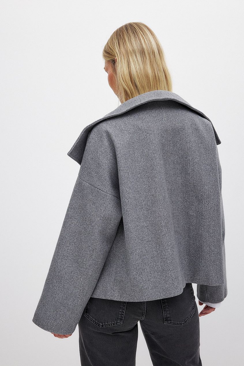 Women's Cropped Trench Coat with Wide Lapel & Double Breasted | Oversized
