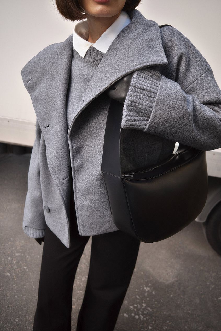 Women's Cropped Trench Coat with Wide Lapel & Double Breasted | Oversized