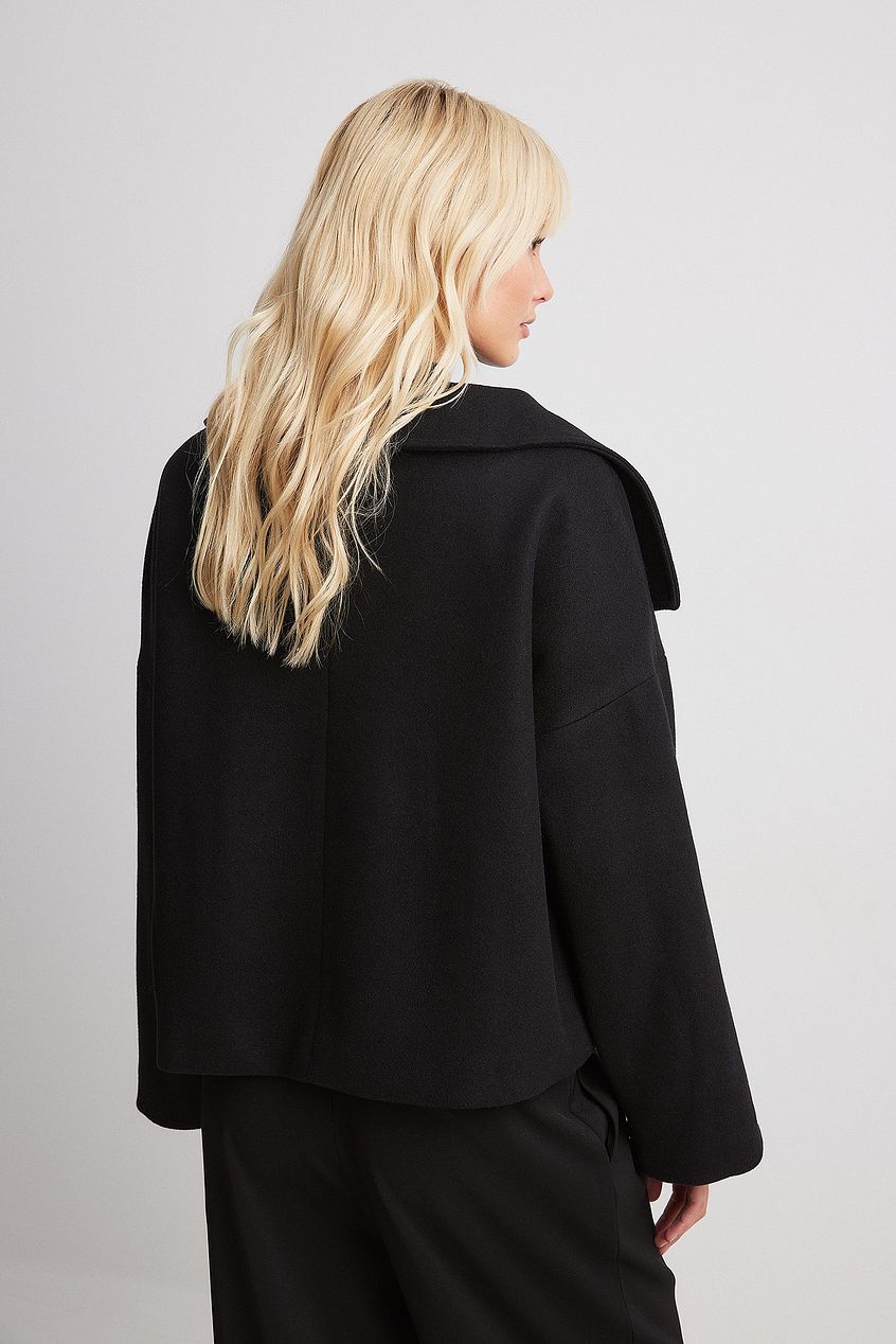 Women's Cropped Trench Coat with Wide Lapel & Double Breasted | Oversized