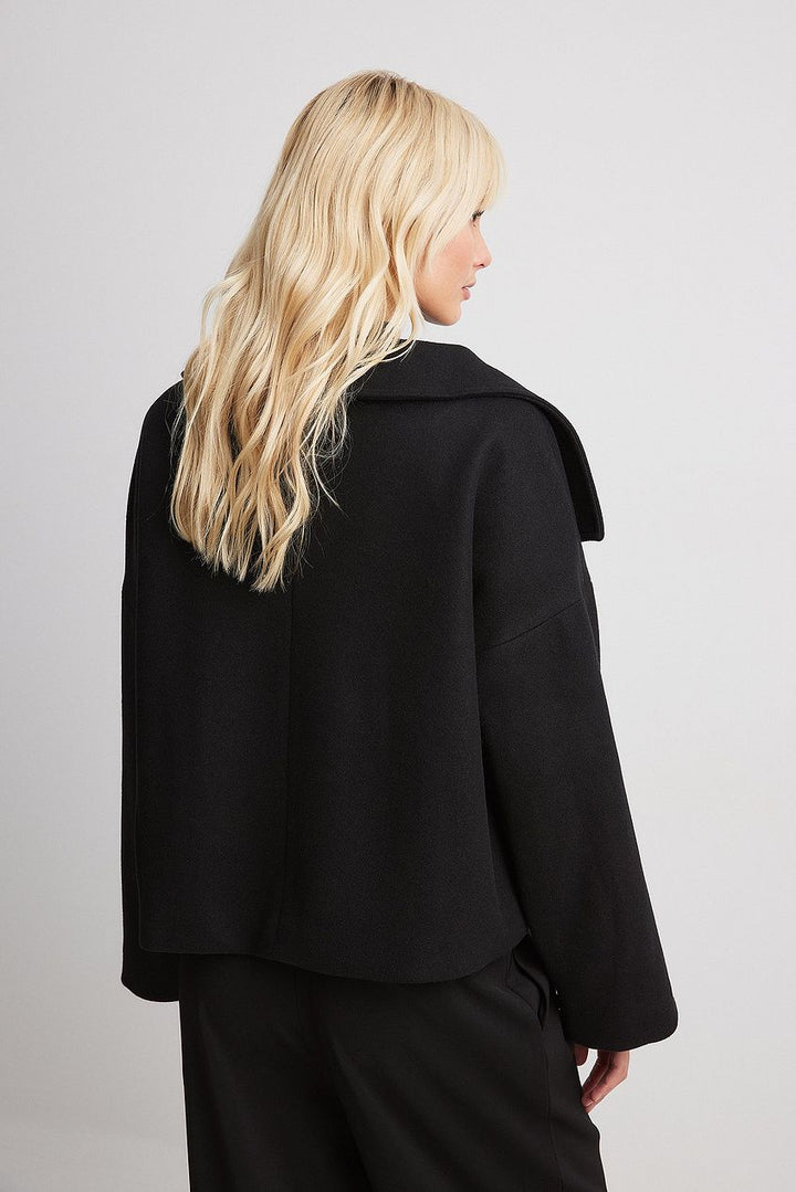 Women's Cropped Trench Coat with Wide Lapel & Double Breasted | Oversized