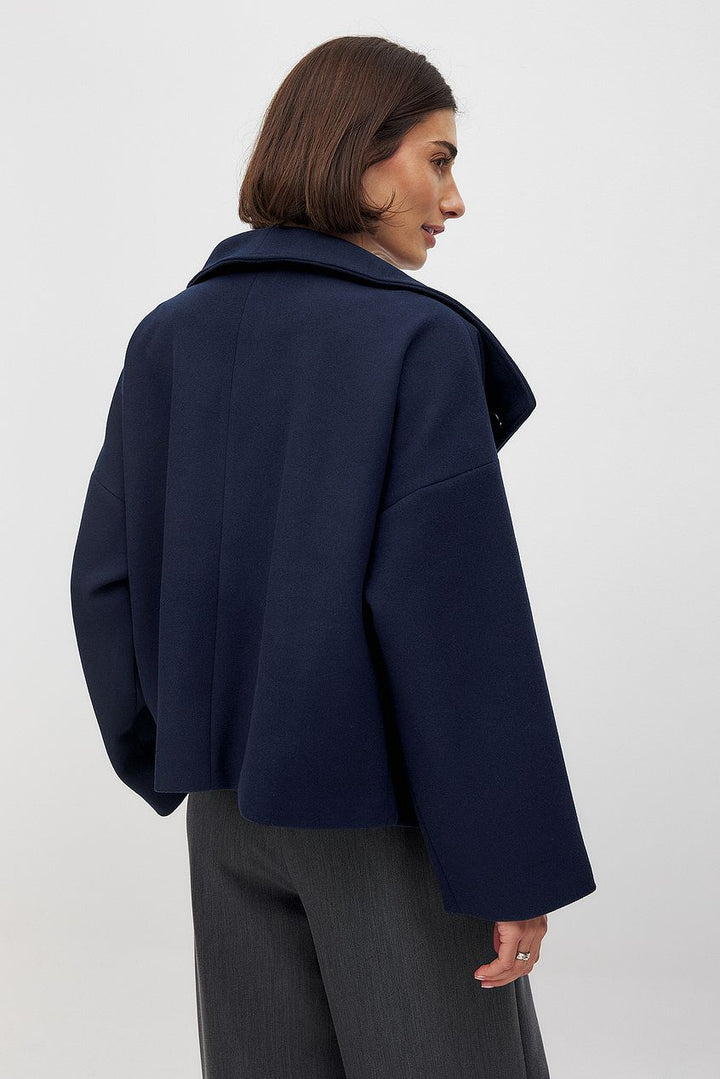 Women's Cropped Trench Coat with Wide Lapel & Double Breasted | Oversized