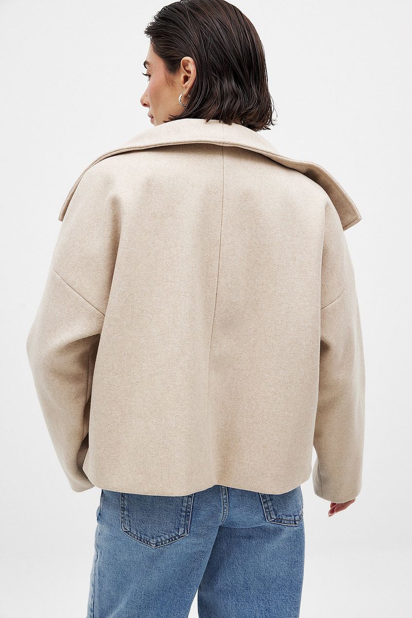 Women's Cropped Trench Coat with Wide Lapel & Double Breasted | Oversized