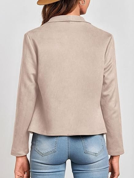 Women's Cropped Trench Coat with Wide Lapel & Zip Pockets | Casual