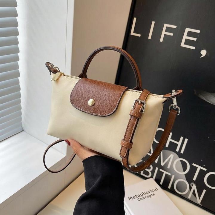 Women's Crossbody Bag with Top Handle & Snap Flap | Two-Tone