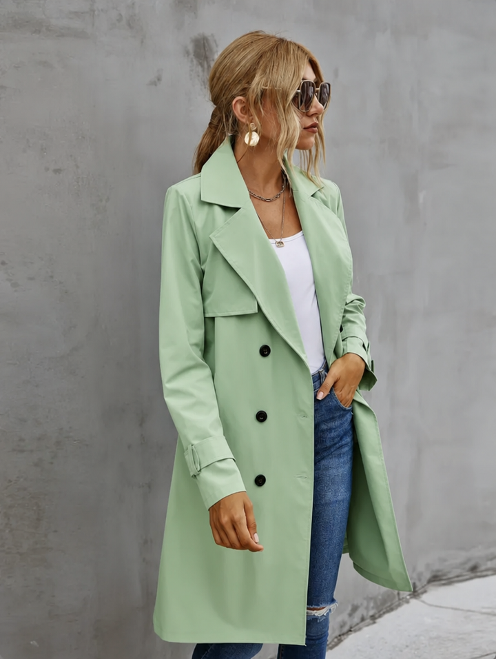 Women's Double-Breasted Trench Coat | Belted Waist