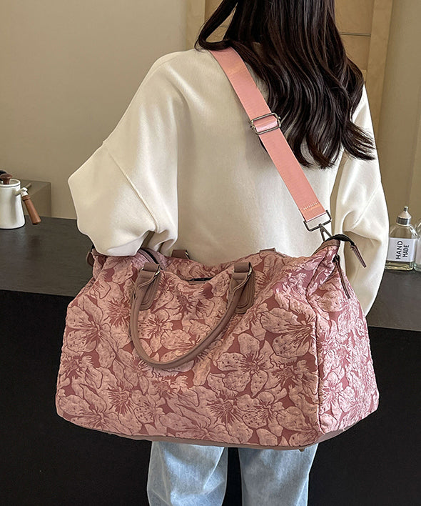Women's Duffle Bag Floral Textured & Adjustable Strap | Large