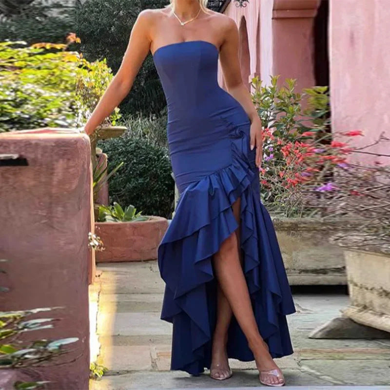 Women’s Evening Dress Maxi with Ruffle Hem & Strapless | Formal