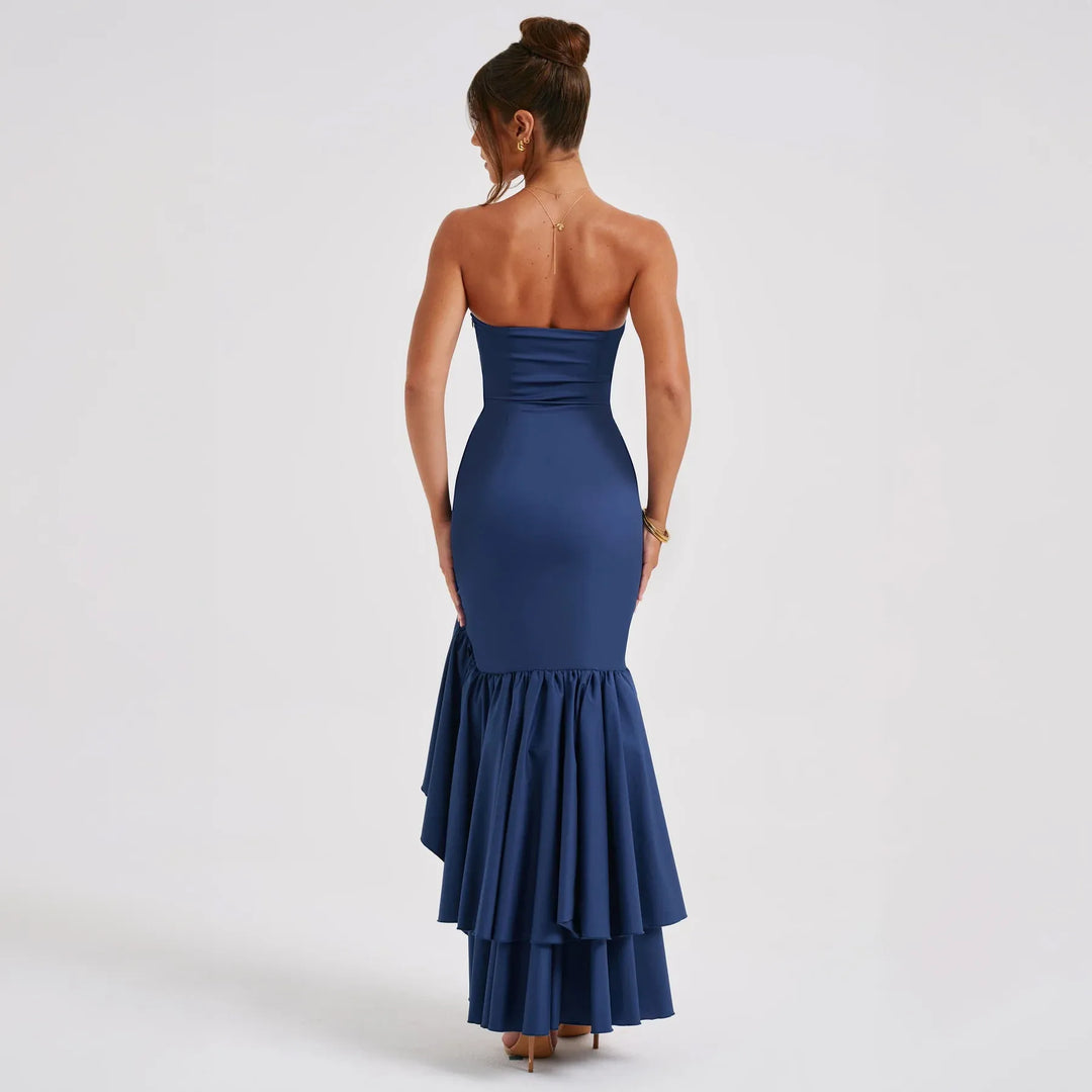 Women’s Evening Dress Maxi with Ruffle Hem & Strapless | Formal