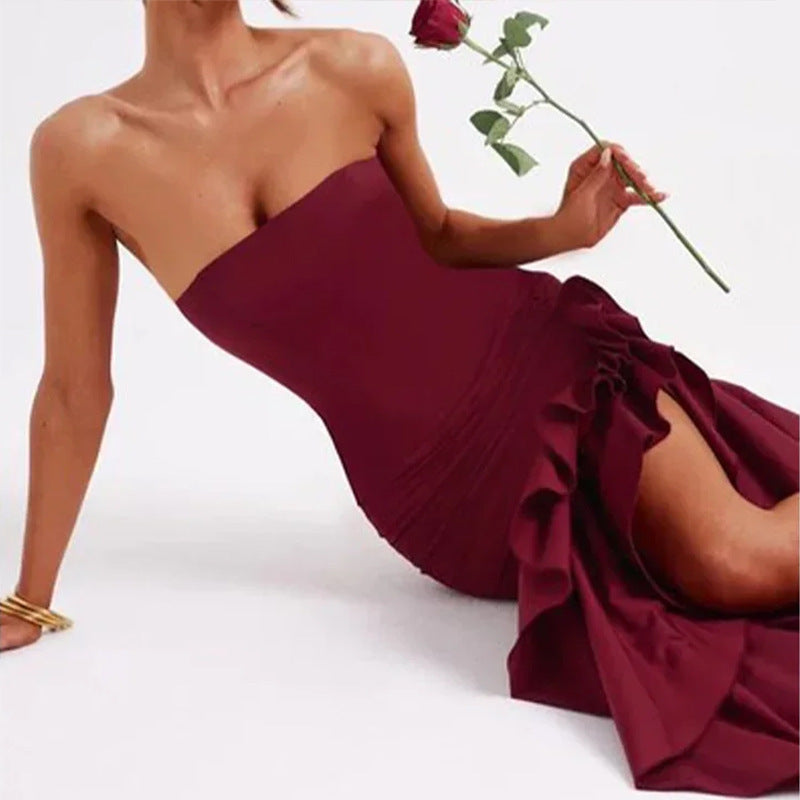 Women’s Evening Dress Maxi with Ruffle Hem & Strapless | Formal
