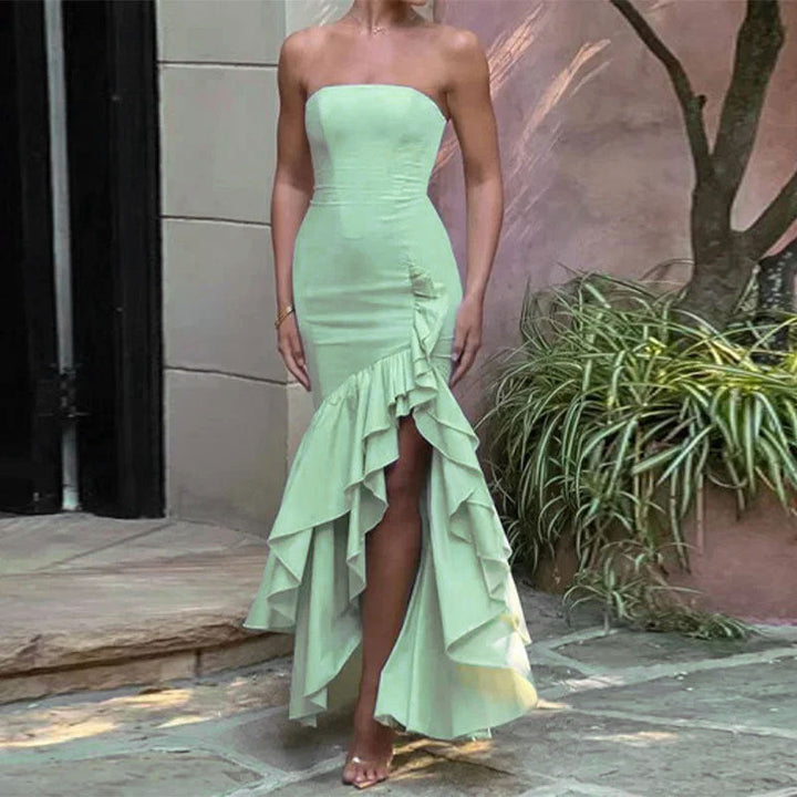 Women’s Evening Dress Maxi with Ruffle Hem & Strapless | Formal