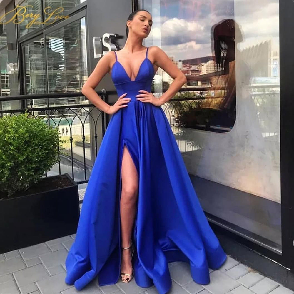 Women’s Evening Dress Maxi with Side Slit & V-Neck | Formal