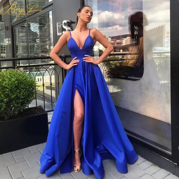 Women’s Evening Dress Maxi with Side Slit & V-Neck | Formal