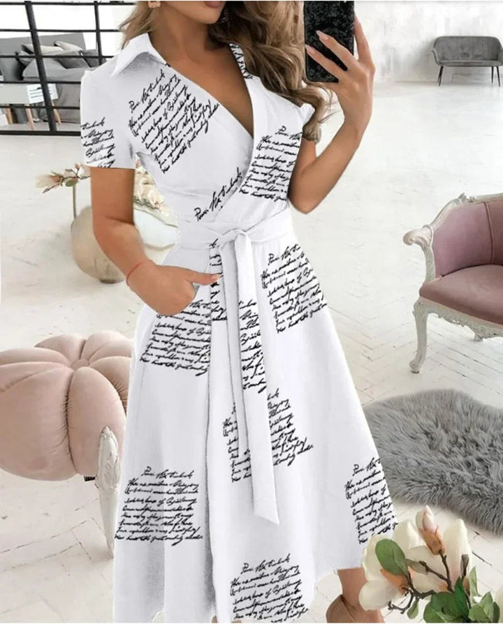 Women's Evening Dress with Tie Waist | Wrap Midi