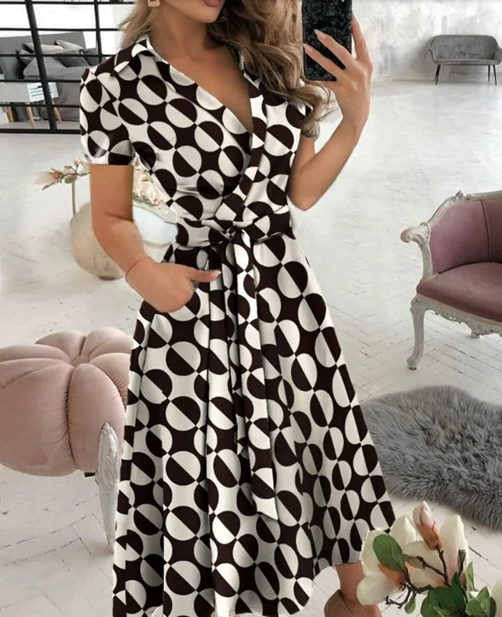 Women's Evening Dress with Tie Waist | Wrap Midi