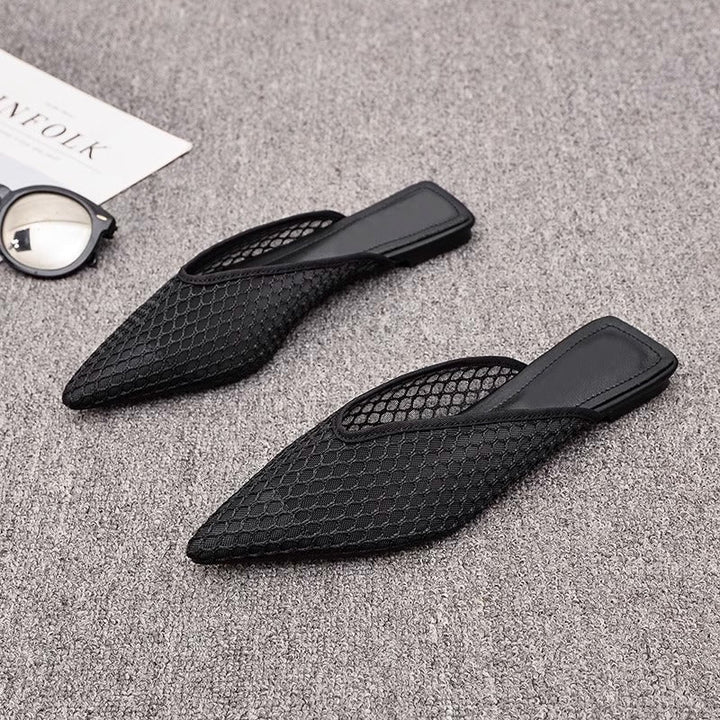 Women's Fishnet Mules Slip-On | Pointed Toe