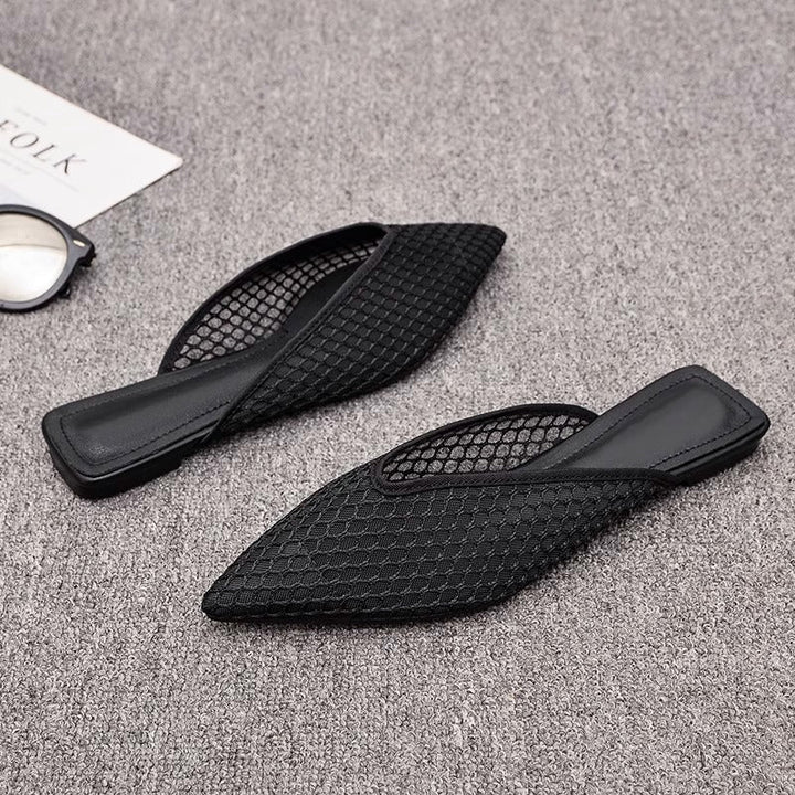 Women's Fishnet Mules Slip-On | Pointed Toe