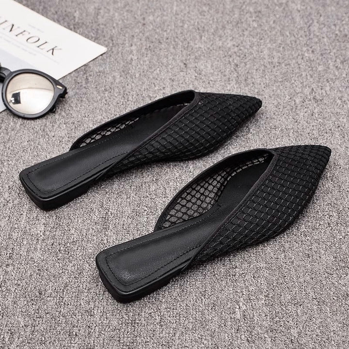 Women's Fishnet Mules Slip-On | Pointed Toe