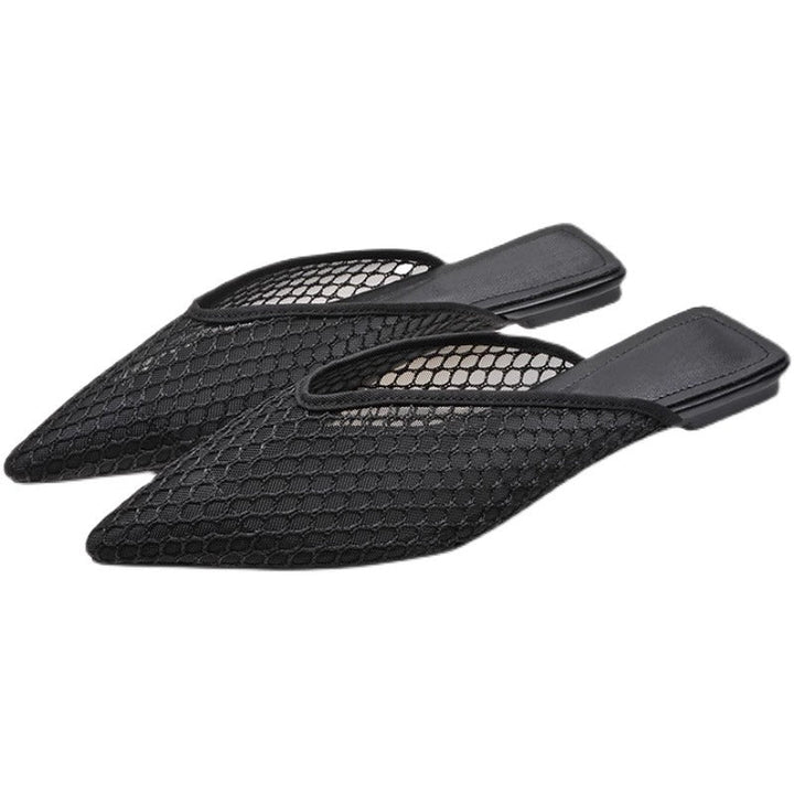 Women's Fishnet Mules Slip-On | Pointed Toe