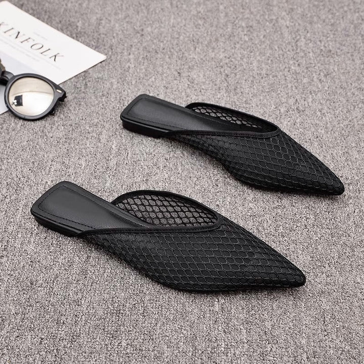 Women's Fishnet Mules Slip-On | Pointed Toe