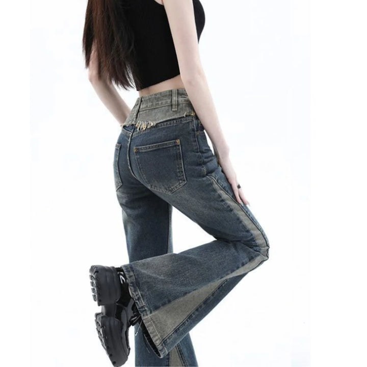 Women's Flare Jeans High Waist with Two Tone | Bootcut