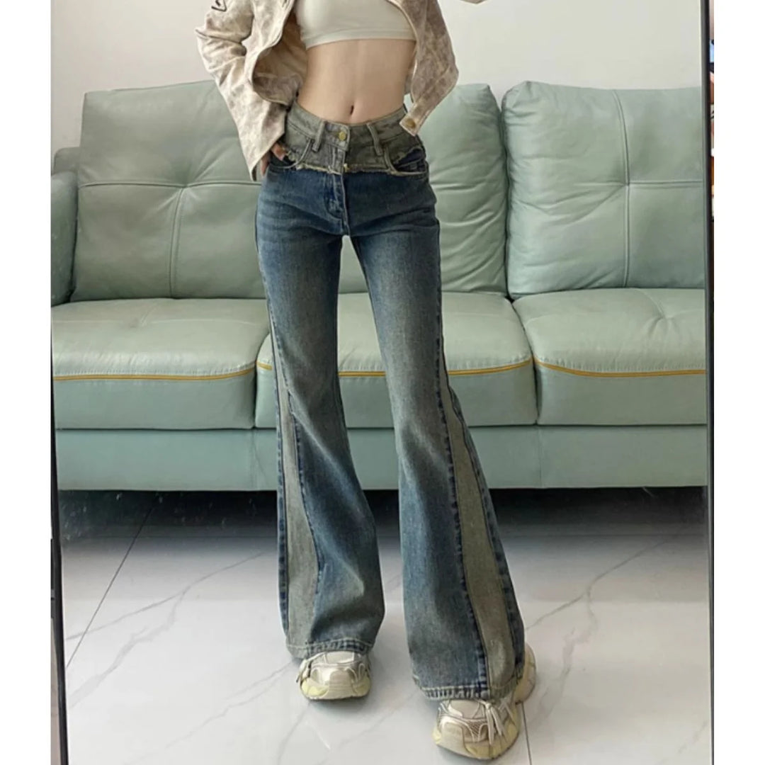 Women's Flare Jeans High Waist with Two Tone | Bootcut