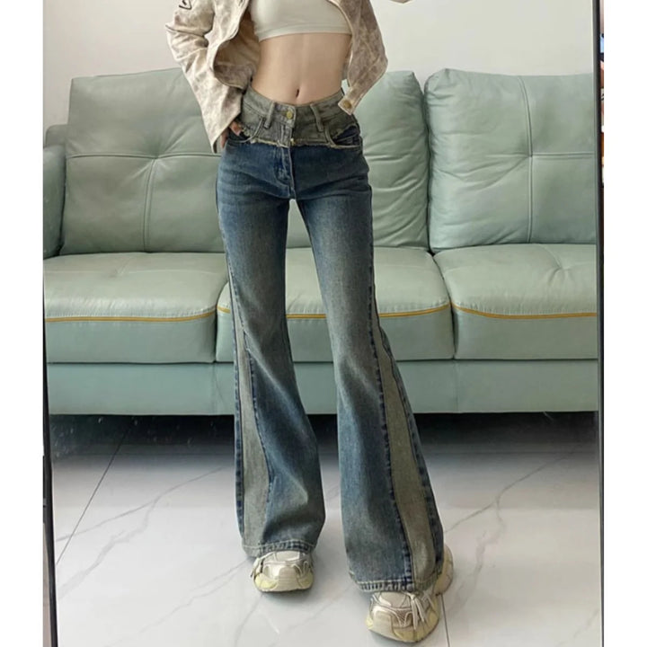 Women's Flare Jeans High Waist with Two Tone | Bootcut