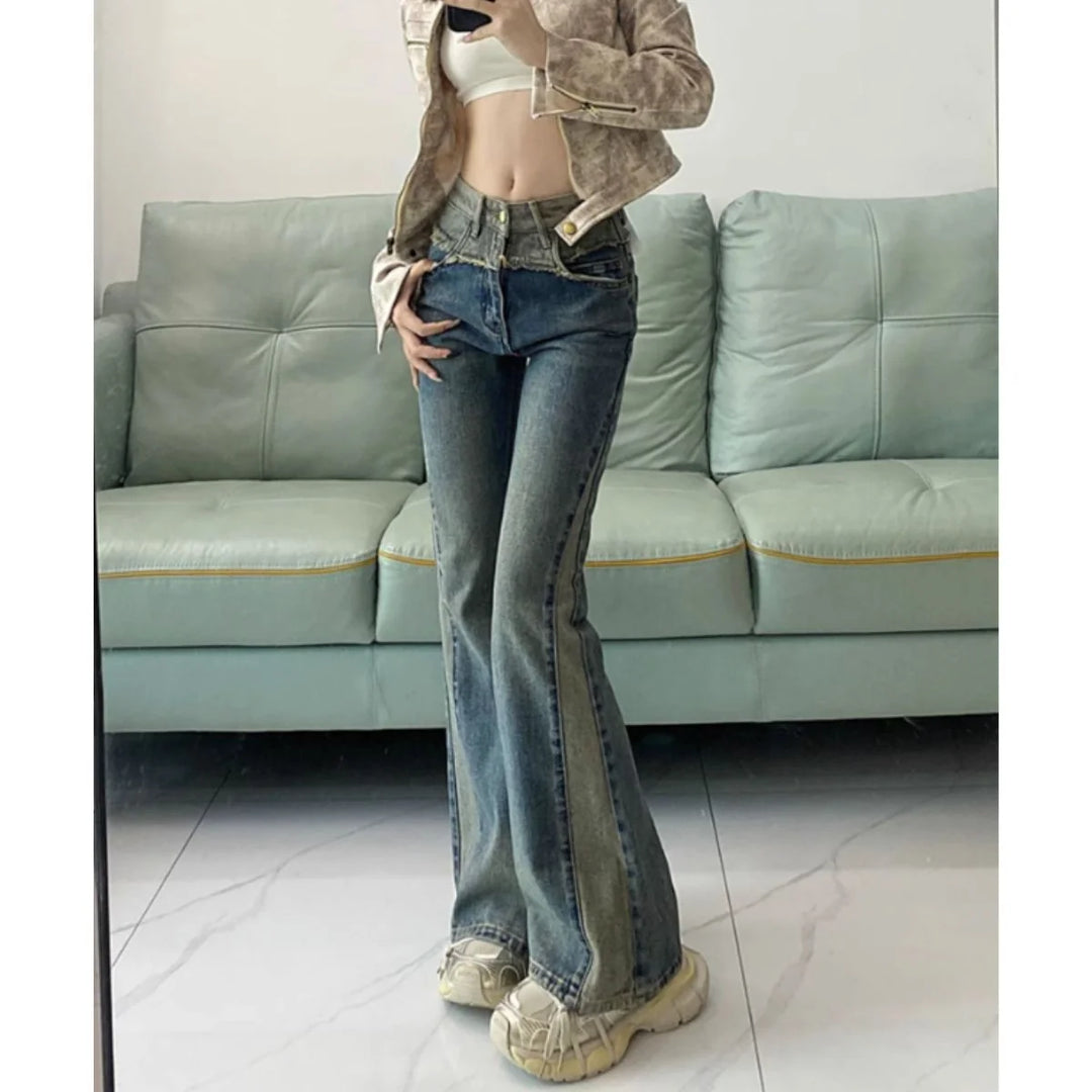 Women's Flare Jeans High Waist with Two Tone | Bootcut