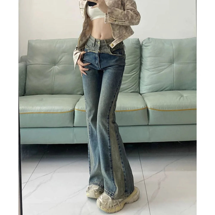 Women's Flare Jeans High Waist with Two Tone | Bootcut