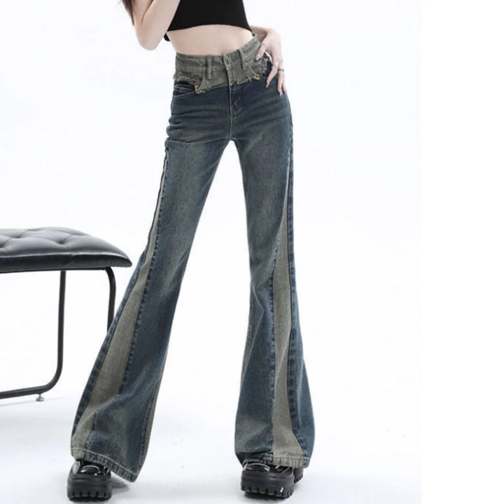 Women's Flare Jeans High Waist with Two Tone | Bootcut