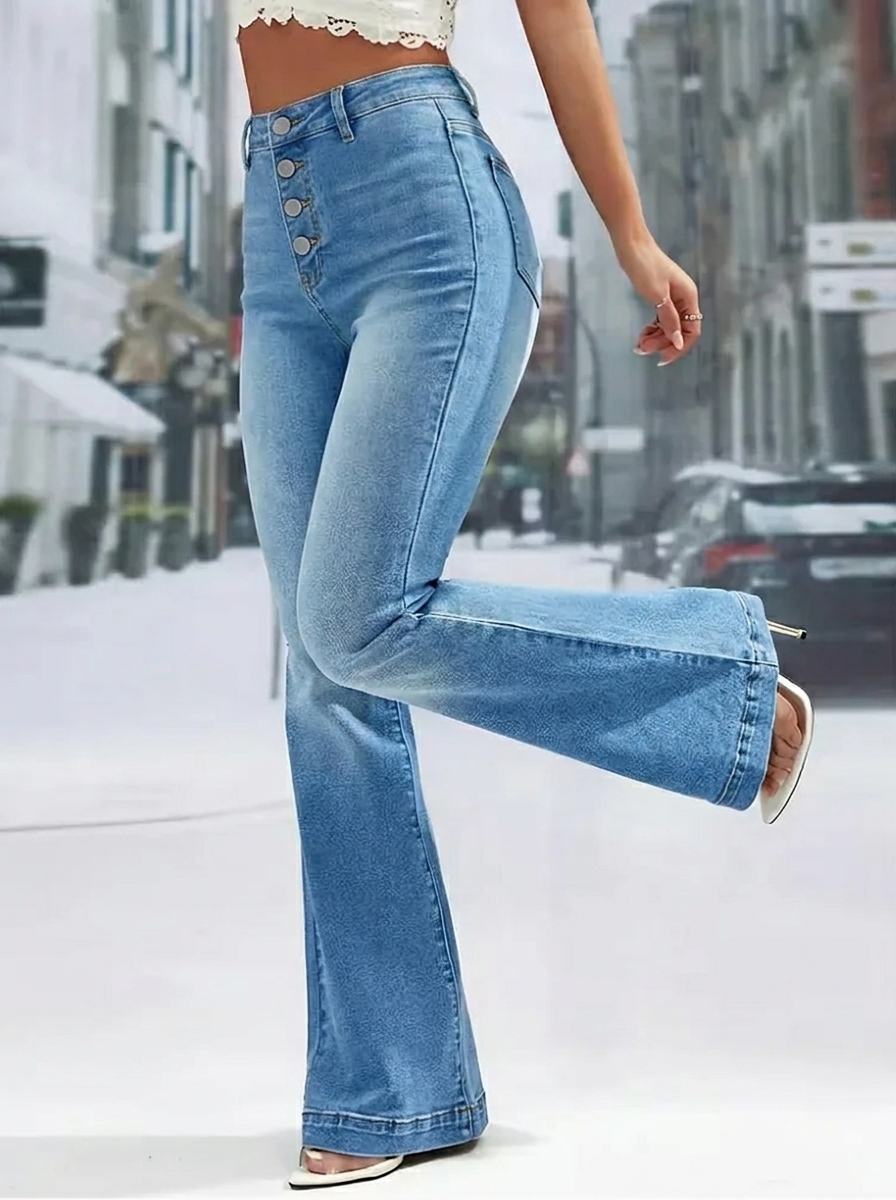 Women's Flare Pants with Sailor Buttons | High Waist