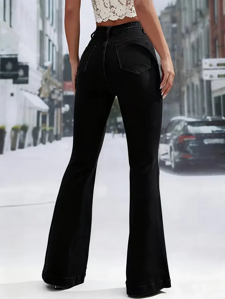 Women's Flare Pants with Sailor Buttons | High Waist