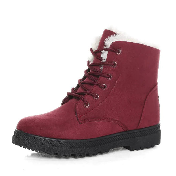 Women's Fleece Lined Snow Boots with Lace Up | Ankle