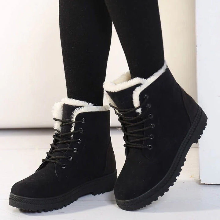 Women's Fleece Lined Snow Boots with Lace Up | Ankle
