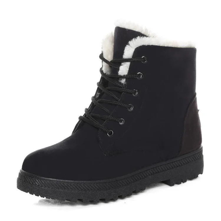 Women's Fleece Lined Snow Boots with Lace Up | Ankle