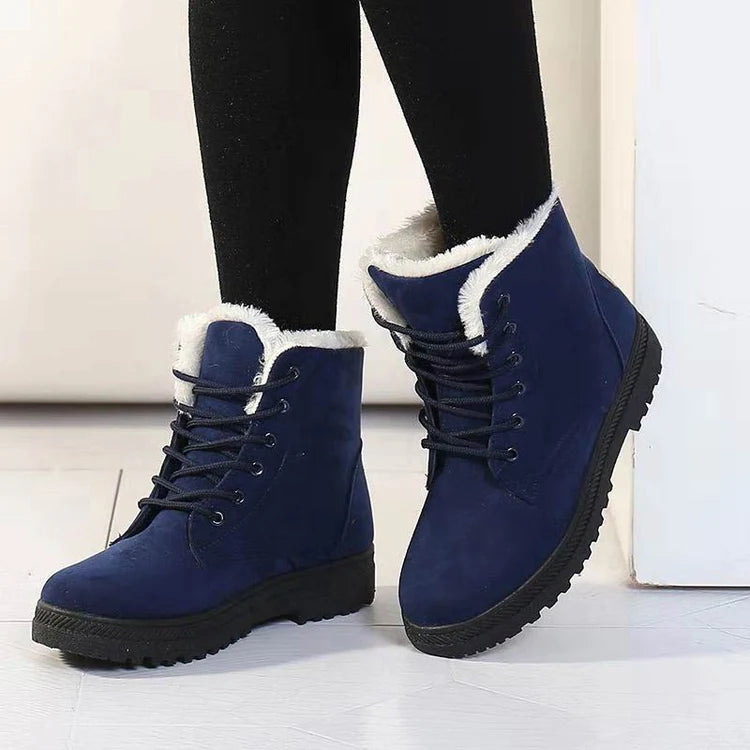 Women's Fleece Lined Snow Boots with Lace Up | Ankle