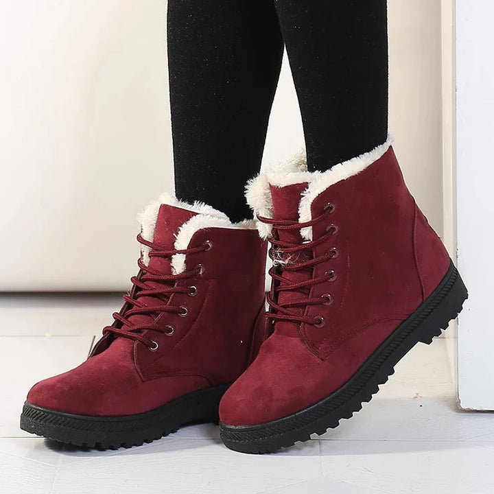Women's Fleece Lined Snow Boots with Lace Up | Ankle