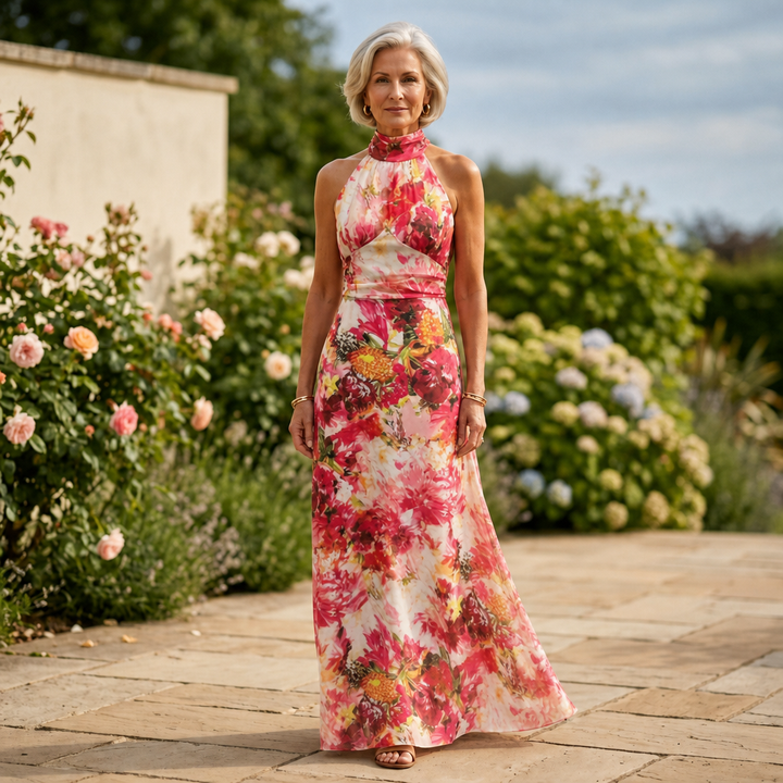 Women's Floral Dress with Halter Neck | Maxi