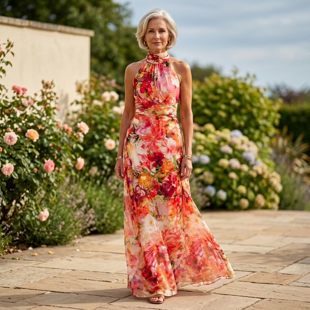 Women's Floral Dress with Halter Neck | Maxi