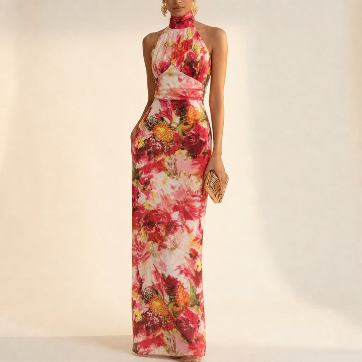 Women's Floral Dress with Halter Neck | Maxi
