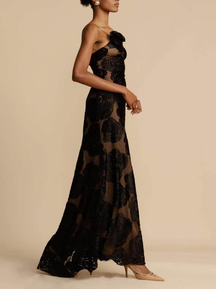 Women's Floral Dress with One Shoulder | Maxi