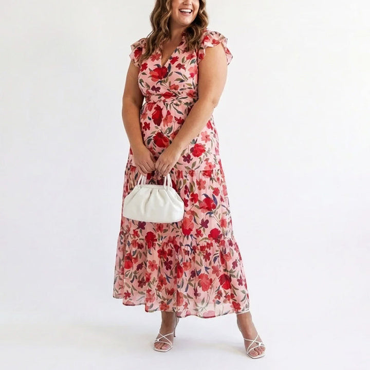 Women's Floral Dress with Ruffle Sleeve | Maxi