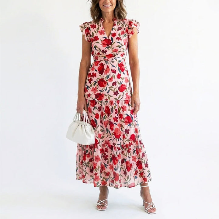 Women's Floral Dress with Ruffle Sleeve | Maxi