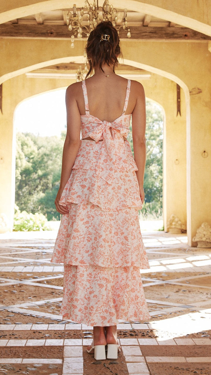 Women's Floral Dress with Straps | Tiered Maxi