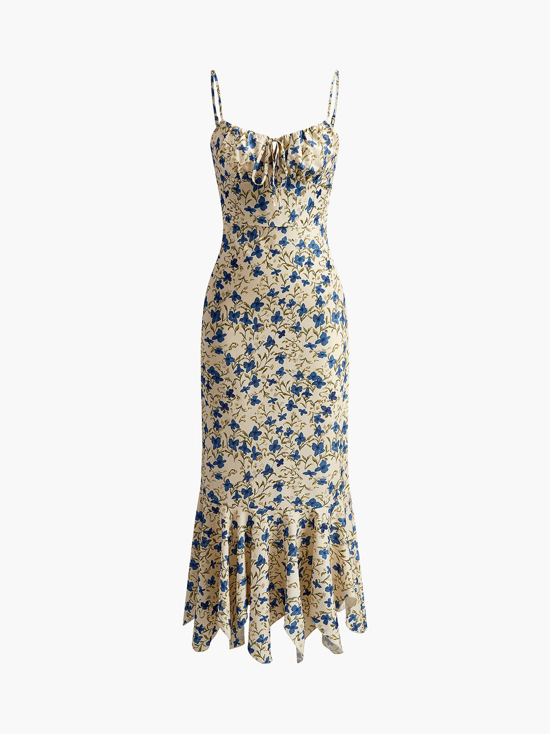 Women’s Floral Maxi Summer Dress with Ruched Bust | Fishtail Hem
