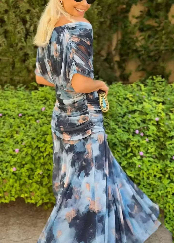 Women's Floral Wedding Guest Dress with Off Shoulder | Maxi Formal
