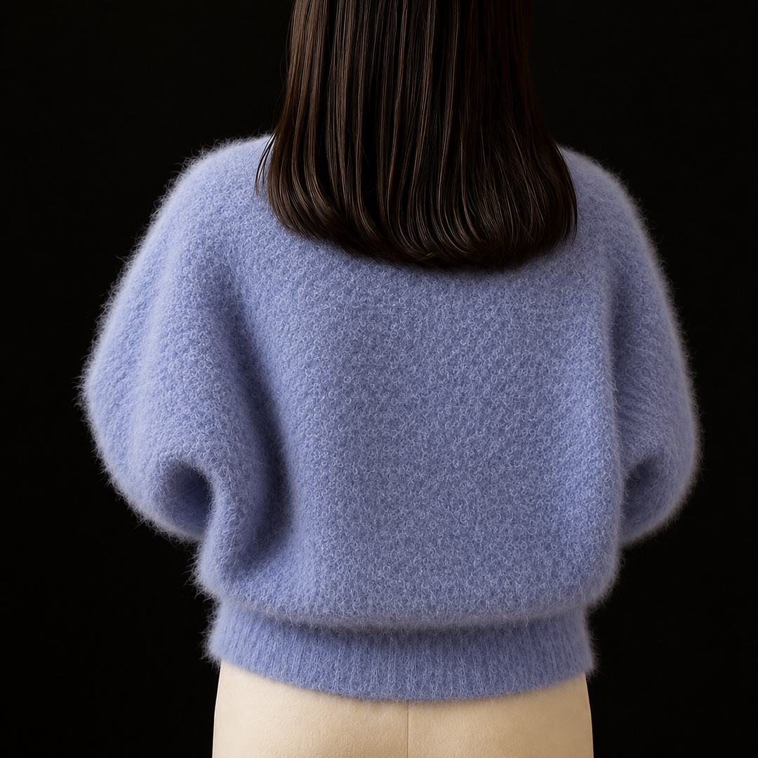Women's Fluffy Cardigan with Beaded Trim | Open Front