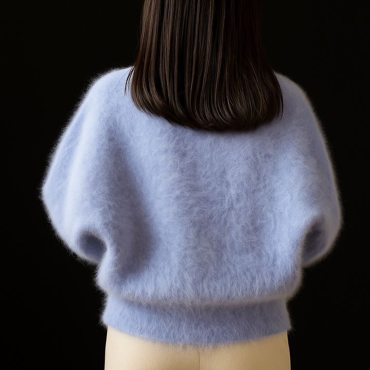 Women's Fluffy Cardigan with Beaded Trim | Open Front