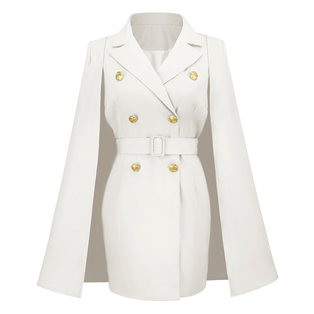 Women's Formal Dress with Blazer Cape & Belt | Workwear